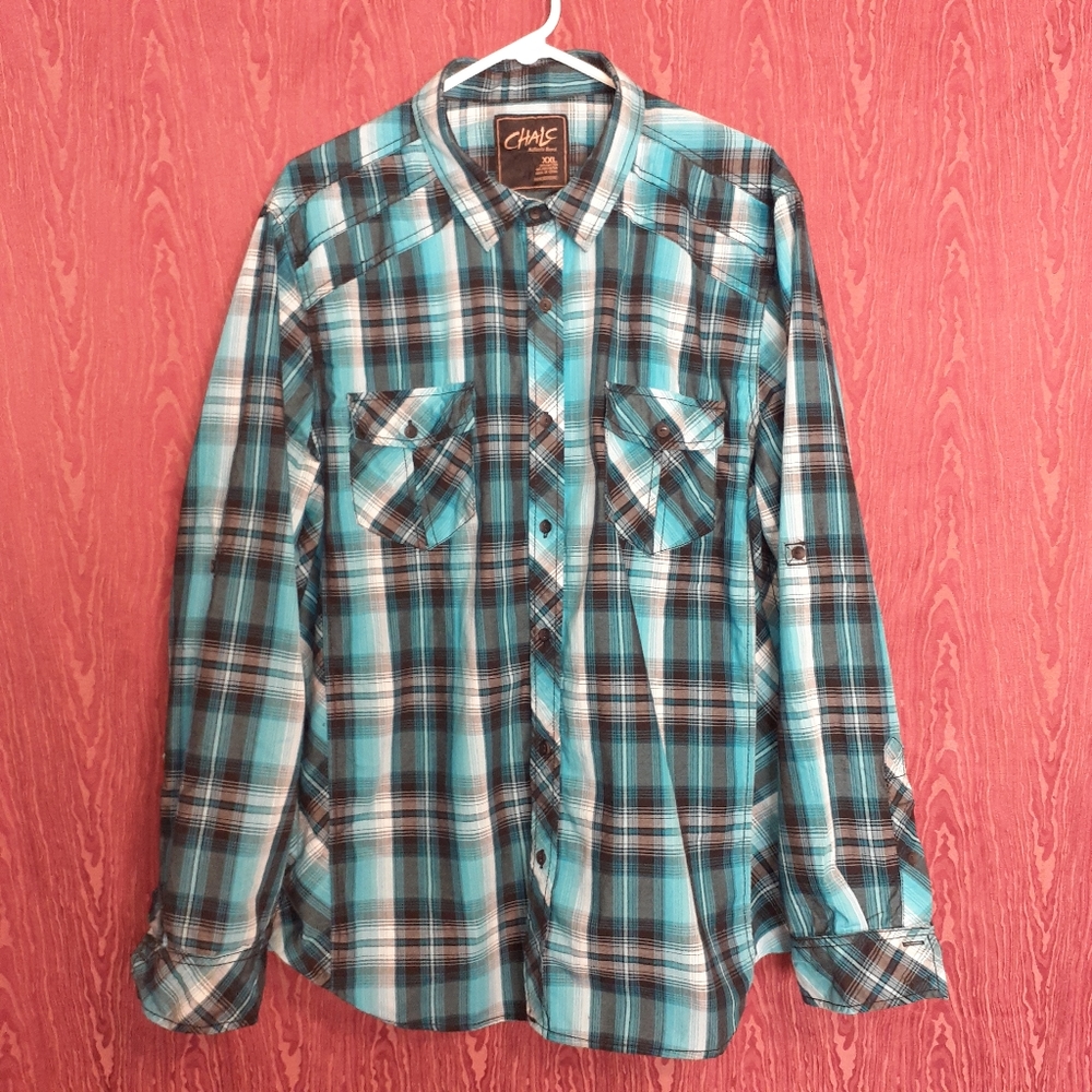 CHALC BUTTON DOWN PLAID WOMEN'S SHIRT SIZE XXL
